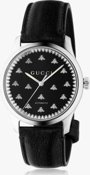 Ya126286 Men's G Timeless Automatic Leather Strap Watch