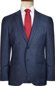 Italian Birdseye Super 120s Wool Suit Jacket, Blue
