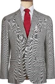 Italian Prince Of Wales Check Super 120s Wool Suit Jacket, Grey