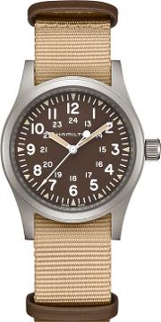 H69429901 Men's Khaki Field Automatic Date Nato Fabric Strap Watch