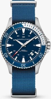 H82345941 Men's Khaki Navy Scuba Automatic Date Fabric Strap Watch