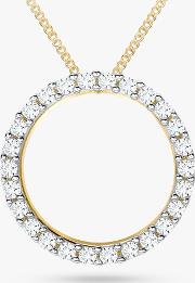 9ct Gold Cubic Zirconia Circle Pendant Necklace