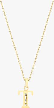 9ct Gold Cubic Zirconia Initial Pendant Necklace