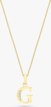 9ct Gold Cubic Zirconia Initial Pendant Necklace