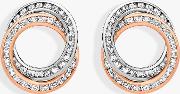 9ct Two Colour Gold Cubic Zirconia Linked Ring Stud Earrings