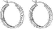 9ct White Gold Diamond Cut Creole Earrings