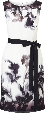 Petite Shadow Floral Dress, Creammulti