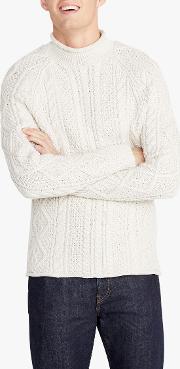 Cotton Solid Roll Neck Cable Jumper