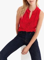Lace Ruffle Neck Top