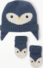 Baby Penguin Hat And Mittens Set