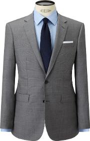 Woven In Italy Half Canvas Super 120s Wool Check Tailored Suit Jacket, Grey