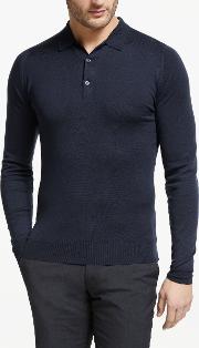 Belper Long Sleeve Wool Polo Shirt