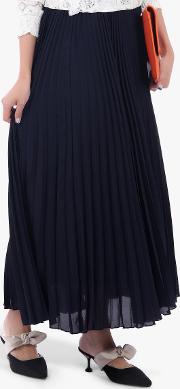 Pleated Crepe Maxi Skirt