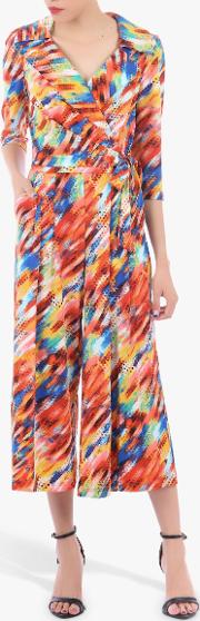 Revere Collar Abstract Print Jumpsuit