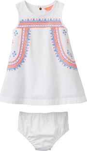 Baby Joule Bunty Embroidered Dress And Knickers Set, Whitemulti 