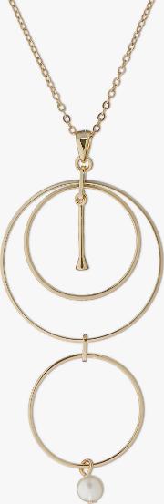 Faux Pearl Circle Pendant Necklace