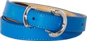O Ringer Skinny Leather Belt, Blue