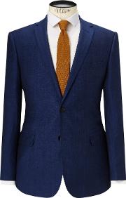 Ayris Linen Wool Slim Suit Jacket, Electric Blue