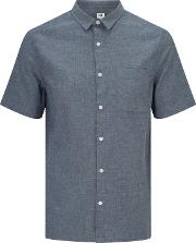 Plain Chambray Short Sleeve Shirt, Blue