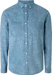 Texture Print Melange Slim Fit Shirt, Blue