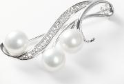 Freshwater Pearl And Cubic Zirconia Swirl Brooch
