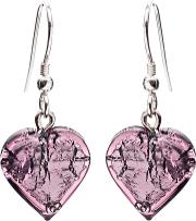 Sterling Silver Bohemian Glass Heart Drop Earrings