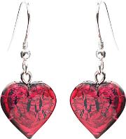 Sterling Silver Bohemian Glass Heart Drop Earrings