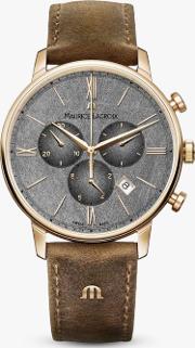 El1098 Pvp01 210 1 Men's Eliros Chronograph Date Leather Strap Watch