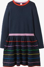 Girls' Rainbow Ruffle Knitted Dress