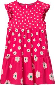 Girls' Tiered Floral Print Jersey Dress
