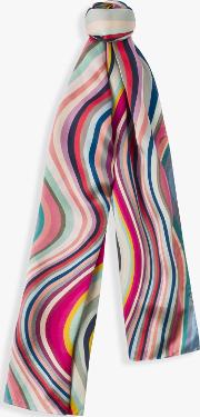 Large Swirl Stripe Silk Scarf