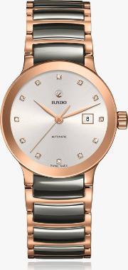 R30183762 Women's Centrix Automatic Date Diamonds Bi Material Bracelet Strap Watch