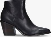Razor Leather Block Heel Ankle Boots