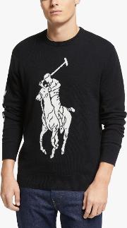 Polo  Merino Wool Polo Pony Print Sweater