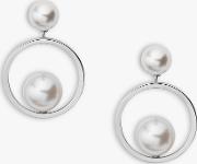 Agnethe Crystal Faux Pearl Circle Drop Earrings