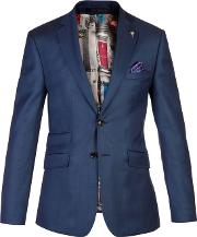 Canbooj Sharkskin Tailored Suit Jacket, Blue