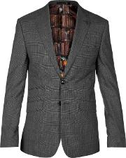 Casej Wool Check Tailored Suit Jacket, Charcoal