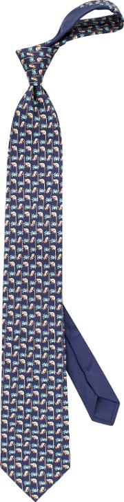 Monkey Print Woven Silk Tie, Navypink