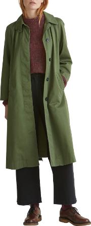 Long Cotton Twill Trench Coat