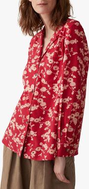 Trailing Floral Silk Pyjama Style Shirt