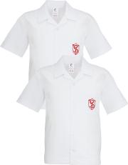 Sylvia Young Theatre School Boys' Badged Short Sleeve Shirt, Pack Of 2