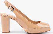 Nick Suede Slingback Patent Open Toe Court Shoes