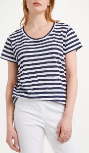 Pure Linen Striped T Shirt
