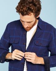 Blue Check Fleece Lined Overshirt Size Xl Joules Uk 
