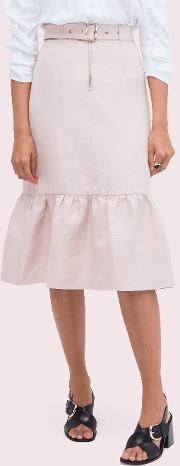 Belted Linen Flounce Skirt