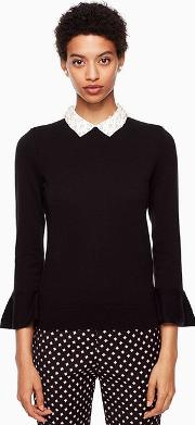 Pearl Collar Sweater Black 