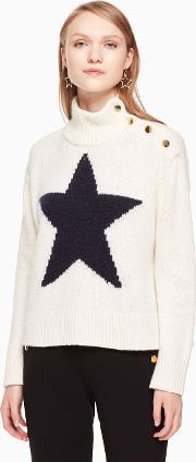 Star Turtleneck Sweater Creamnavy 