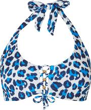 Cory Blue Animal Print Bikini Top 