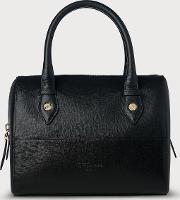 Melanie Blue Black Leather Shoulder Bag 