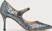 Monica Grey Glitter Suede Closed Courts 